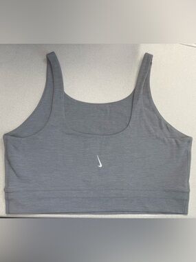 Nike Yoga Luxury Sports Bra Gray with White Swoosh 36” Band NWOT